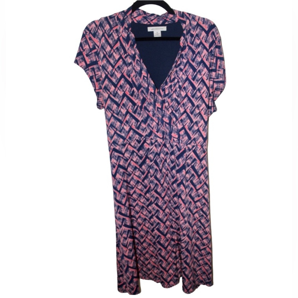 Fun Vintage Print Faux Wrap Dress - XL